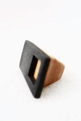 Rectangular Wooden Chunky Ring - AleOModa